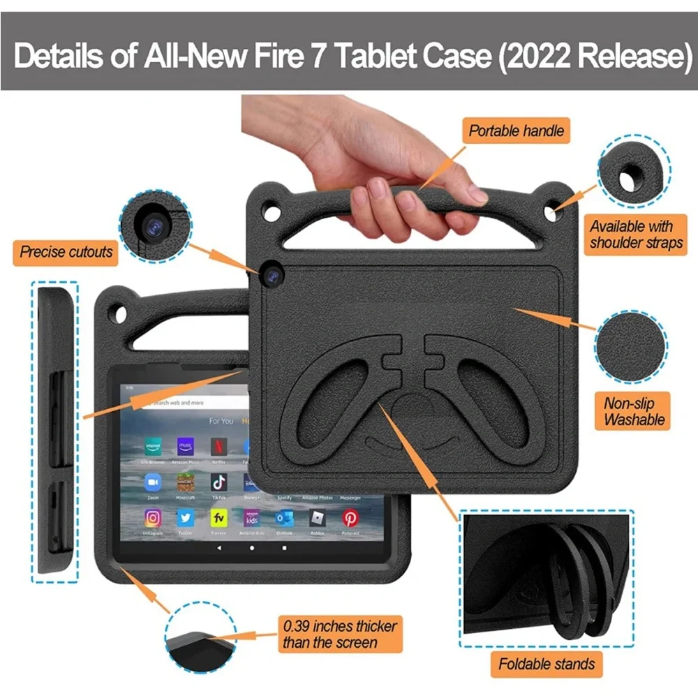 Amazon Fire 7 Tablet Black Handle Case